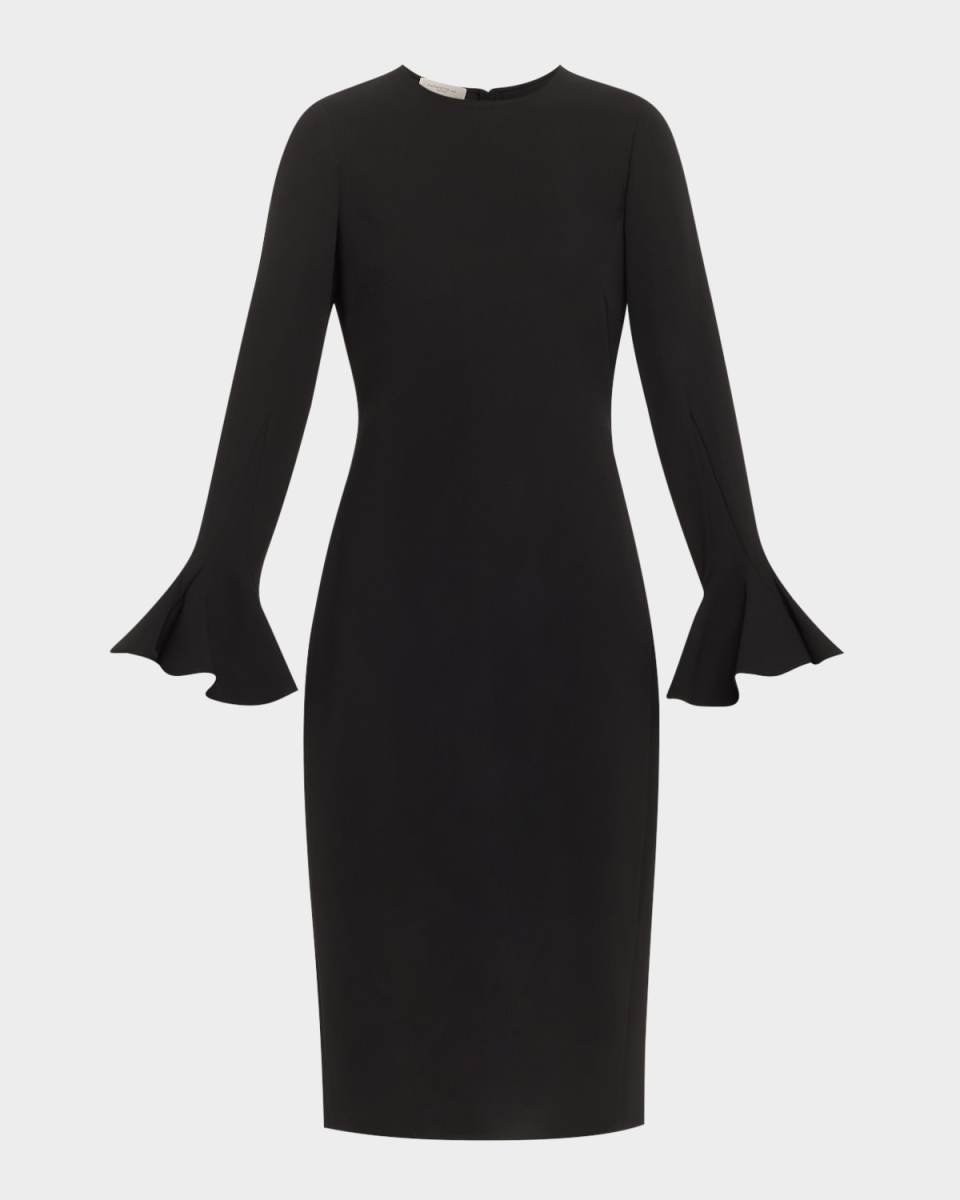 Pearl-Embellished Midi Sheath Dress